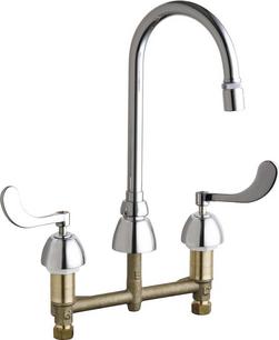 Two Wristblade Handle Deck Mount Service Faucet in Polished Chrome
