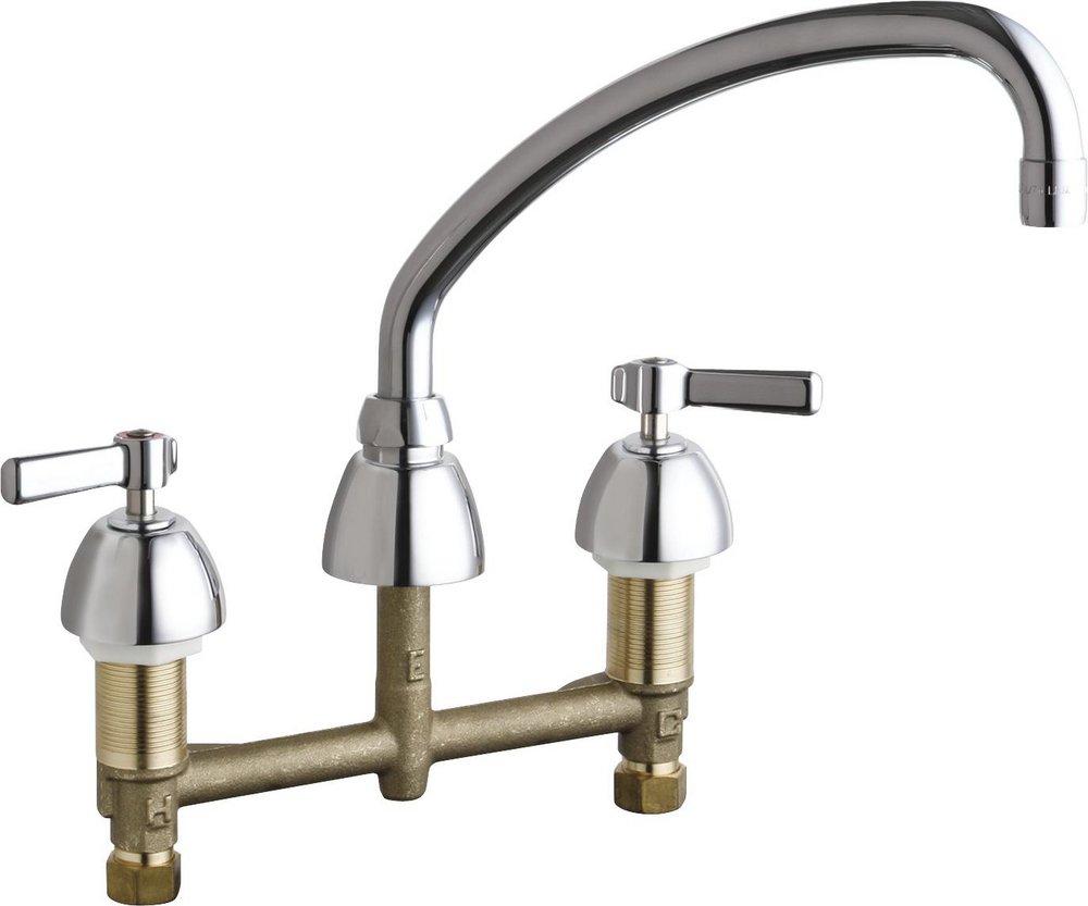 Chicago Faucets Polished Chrome Two Handle Lever Deck Mount Service Faucet 
