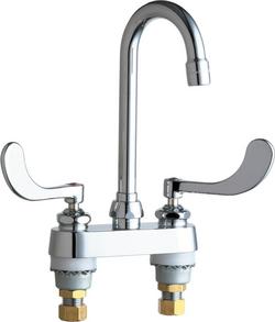 Two Wristblade Handle Deck Mount Service Faucet in Polished Chrome
