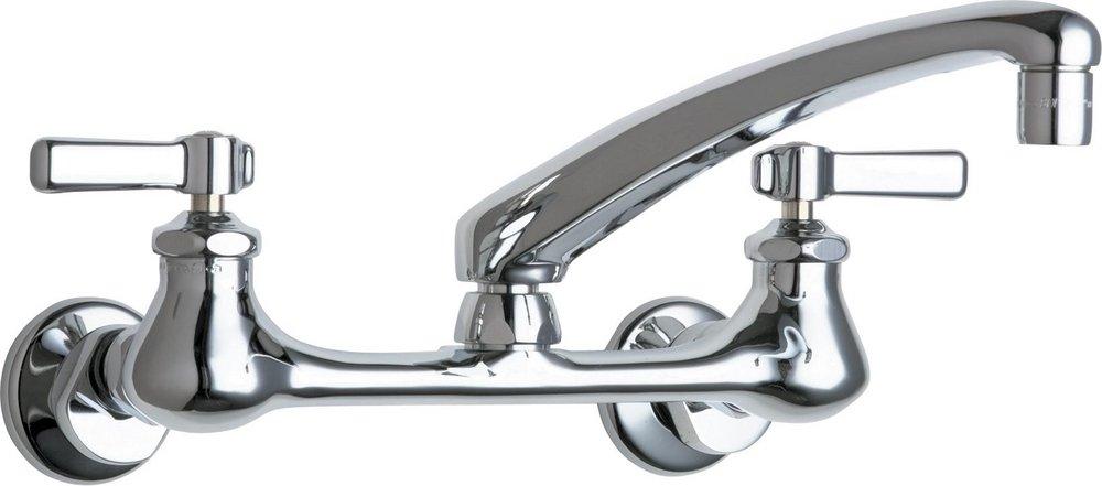 Chicago Faucets Polished Chrome Two Lever Handle Wall Mount Service Faucet 