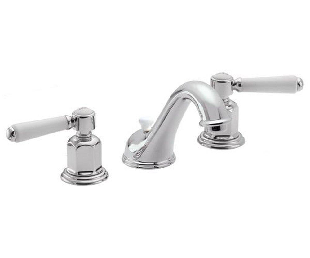 California Faucets PVD Polished Nickel Widespread Bathroom Sink Faucet with Double Lever Handle 