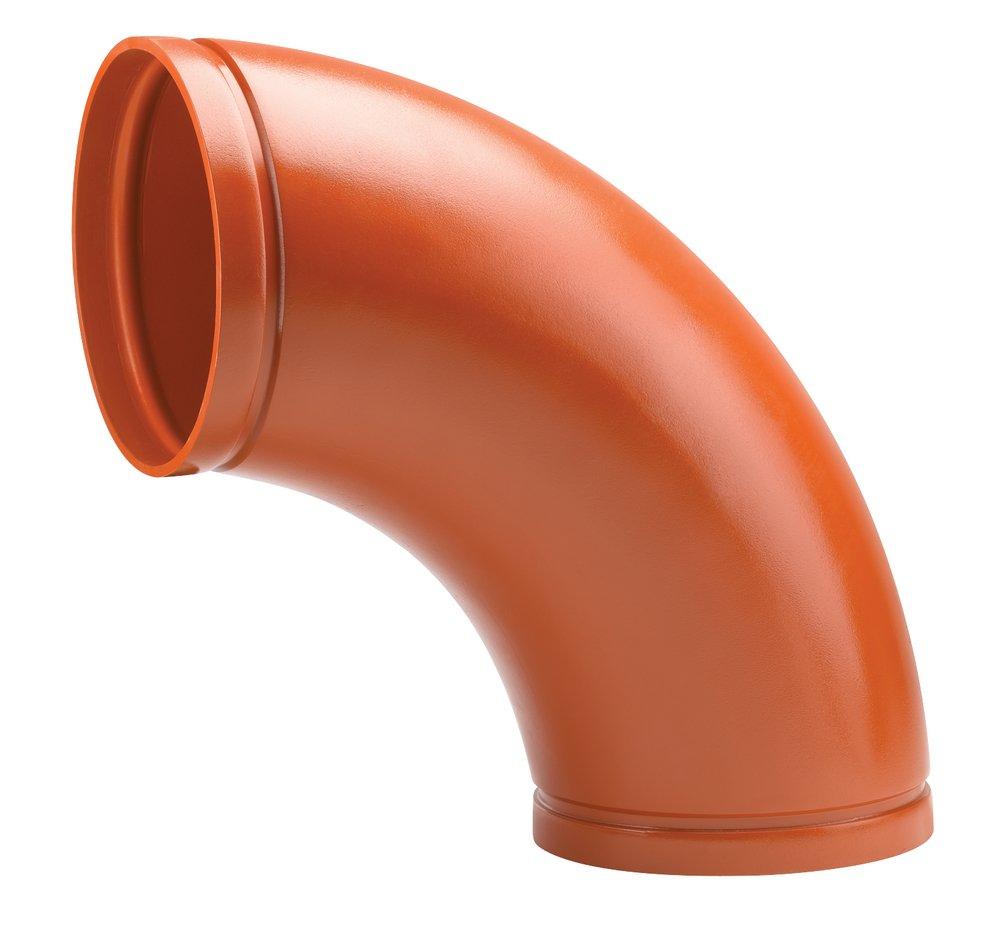 Victaulic Orange Grooved Painted Advanced Groove System Ductile Iron 90 Degree Elbow 