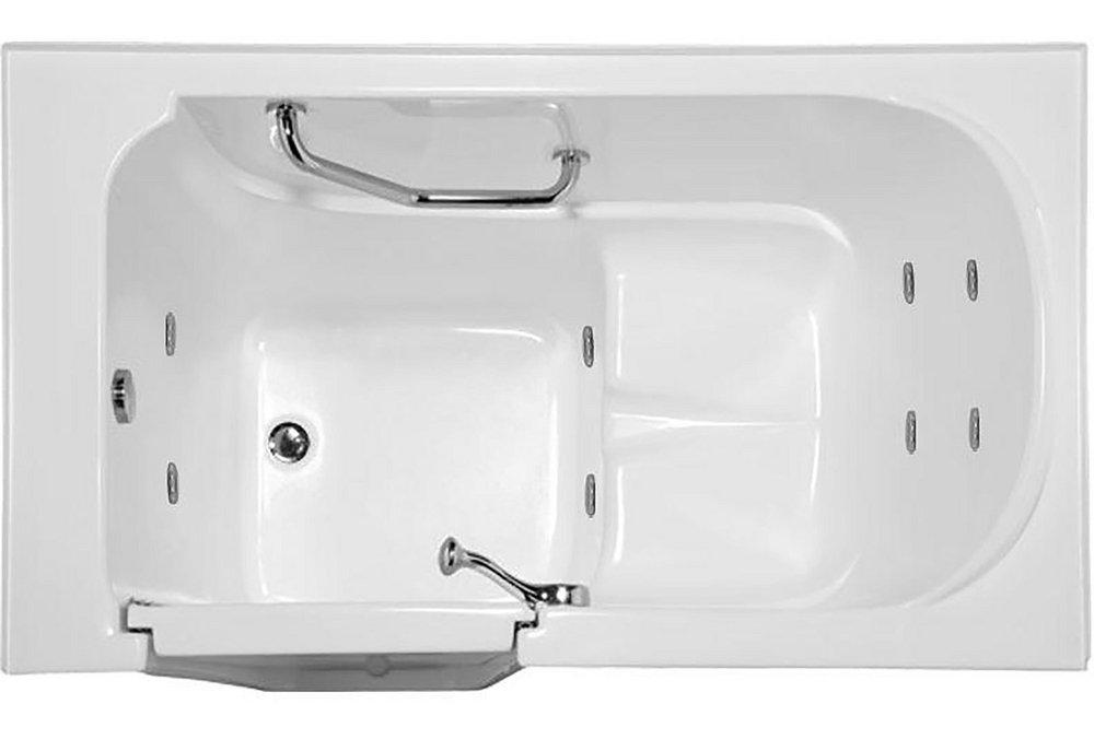 Hydro Systems White 52 x 30 in. Fiberglass Rectangular Gelcoat Walk-In Tub with Whirlpool System and Left Hand Drain 