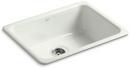 24-1/4 x 18-3/4 in. No Hole Cast Iron Single Bowl Dual Mount Kitchen Sink in Dune