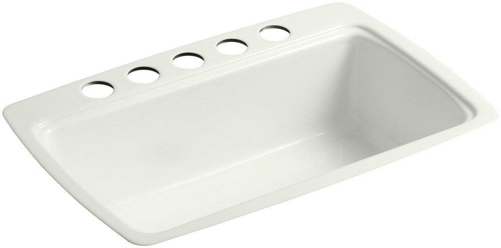 KOHLER Dune 33 x 22 in. 5 Hole Cast Iron Single Bowl Undermount Kitchen Sink 