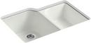 KOHLER Dune 33 x 22 in. 4 Hole Cast Iron Double Bowl Undermount Kitchen Sink 