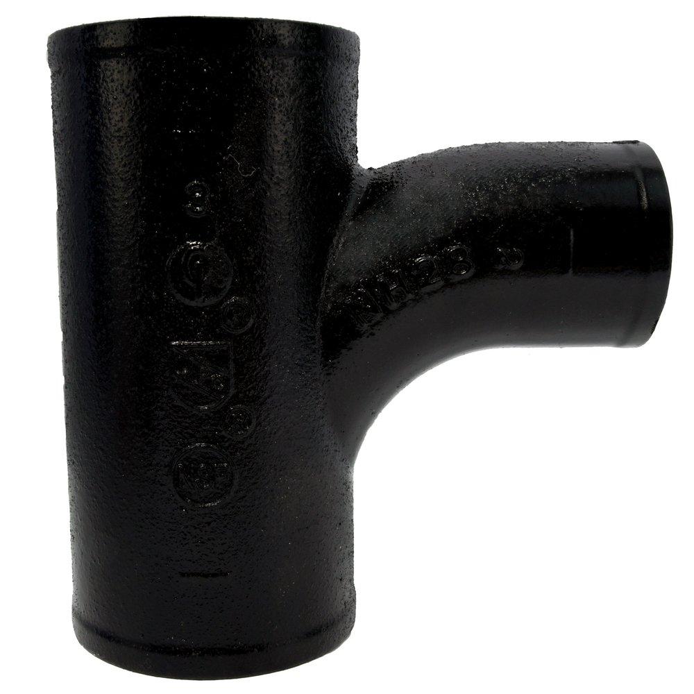 Black No Hub Cast Iron Sanitary Tee 