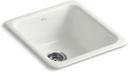 KOHLER Dune 17 x 18-3/4 in. No Hole Cast Iron Single Bowl Dual Mount Kitchen Sink 