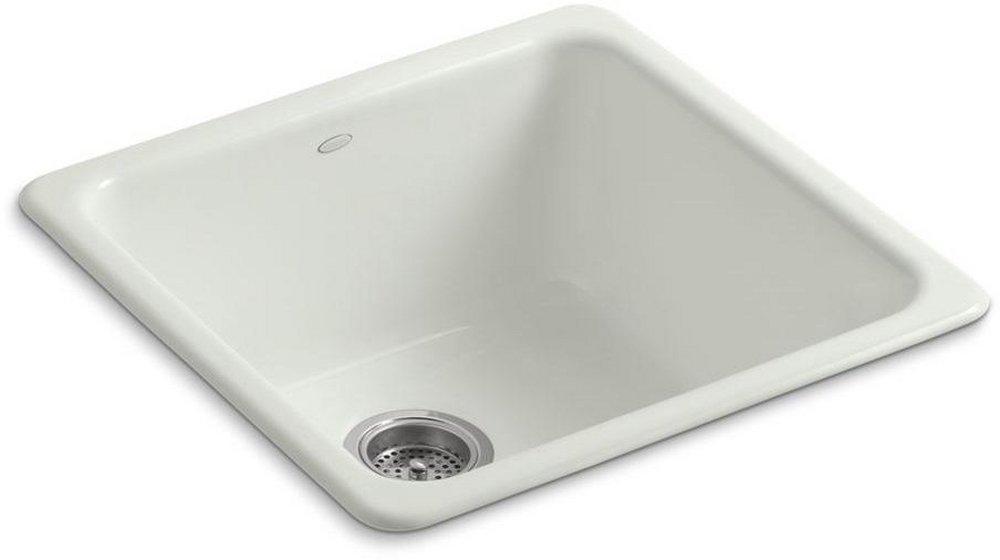 KOHLER Dune 20-7/8 x 20-7/8 in. No Hole Cast Iron Single Bowl Dual Mount Kitchen Sink 