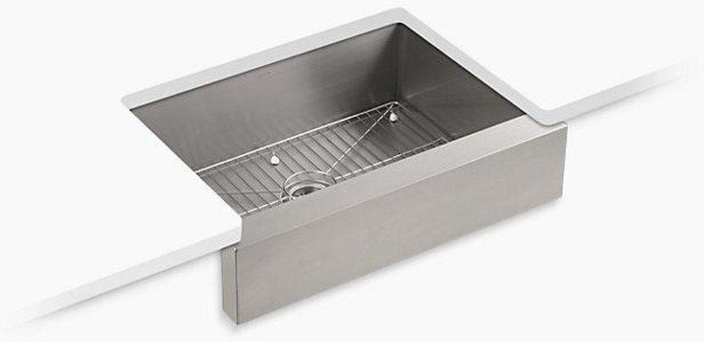 KOHLER Stainless Steel 29-1/2 x 21-1/4 in. No Hole Stainless Steel Single Bowl Undermount Kitchen Sink 