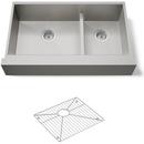 KOHLER Stainless Steel 35-1/2 x 21-1/4 in. No Hole Double Bowl Undermount Kitchen Sink 