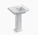 KOHLER White 3-Hole Pedestal Bathroom Sink Basin with Overflow Drain 