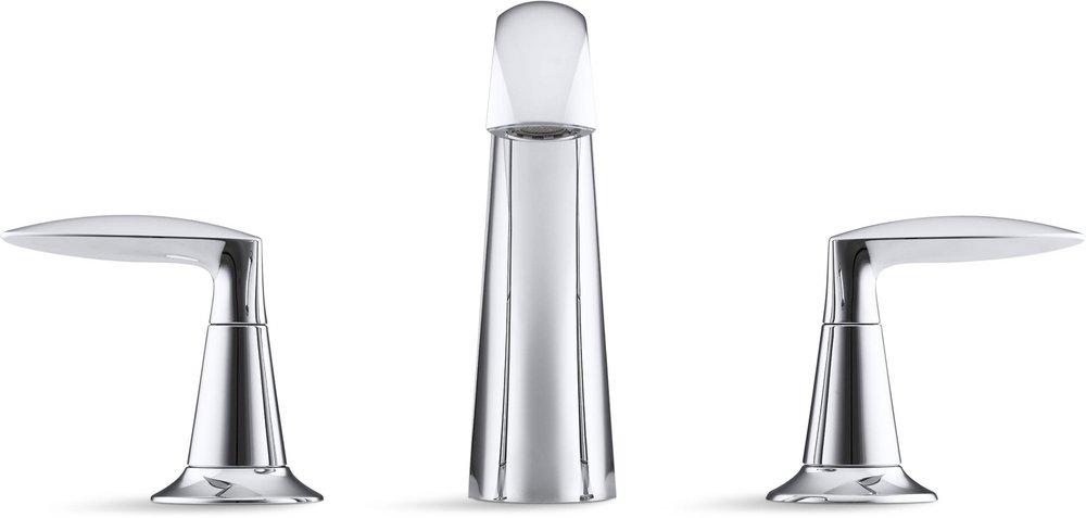 KOHLER Polished Chrome Two Handle Widespread Bathroom Sink Faucet with High Arc Spout 