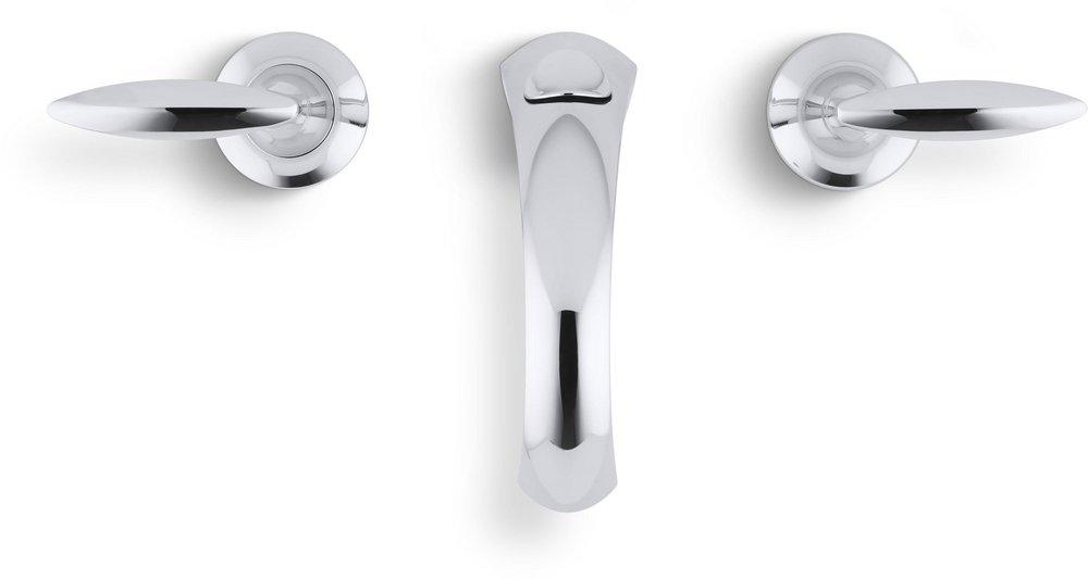 KOHLER Polished Chrome Two Handle Widespread Bathroom Sink Faucet with High Arc Spout 