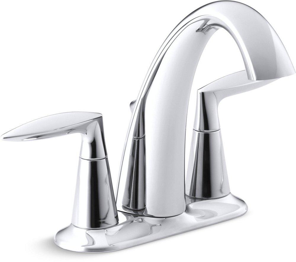 KOHLER Polished Chrome Two Handle Centerset Bathroom Sink Faucet with Metal Pop-Up Drain 