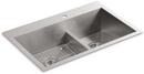 KOHLER Stainless Steel 33 x 22 in. Stainless Steel Double Bowl Dual Mount Kitchen Sink 