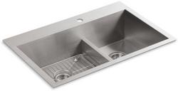 33 in. Dual Mount Stainless Steel Double Bowl Kitchen Sink