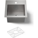 KOHLER Stainless Steel 15 x 15 in. Drop-in and Undermount Stainless Steel Bar Sink 