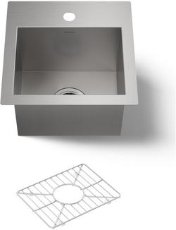 15 x 15 in. 1 Hole Drop-in and Undermount Stainless Steel Bar Sink