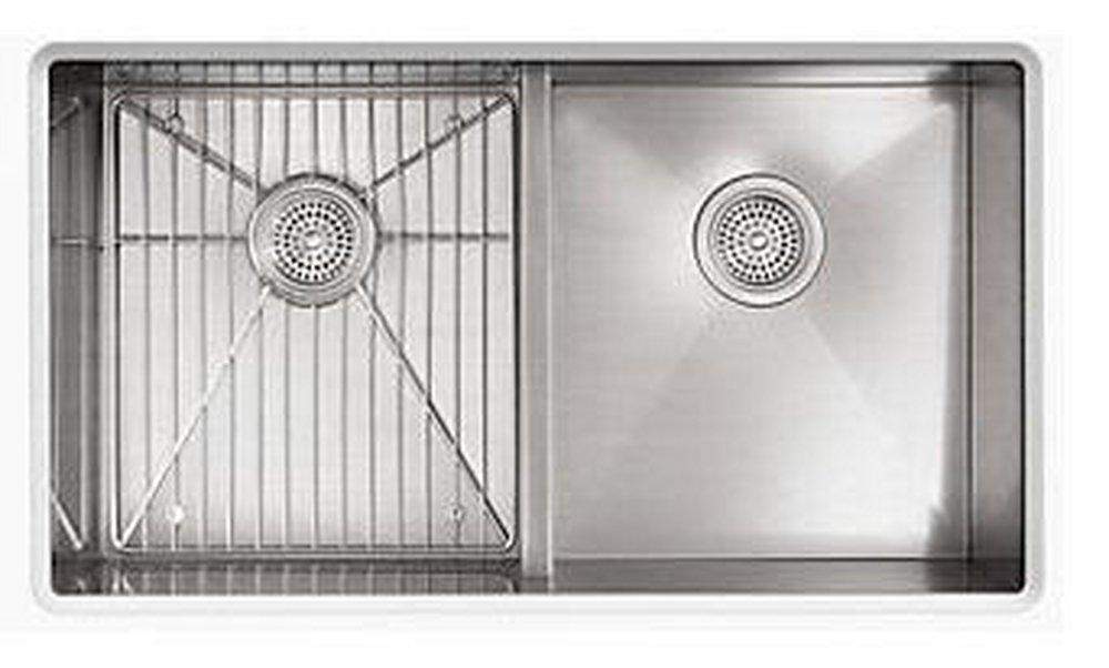 KOHLER Stainless Steel 33 x 22 in. Stainless Steel Double Bowl Dual Mount Kitchen Sink with Smart Divide and Sound Dampening 