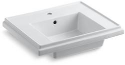 24 in. Rectangular Fireclay Pedestal Bathroom Sink in White