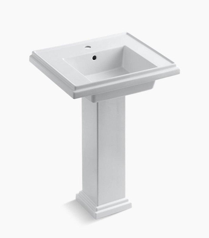 KOHLER White 1-Hole Pedestal Bathroom Sink Basin with Overflow Drain 