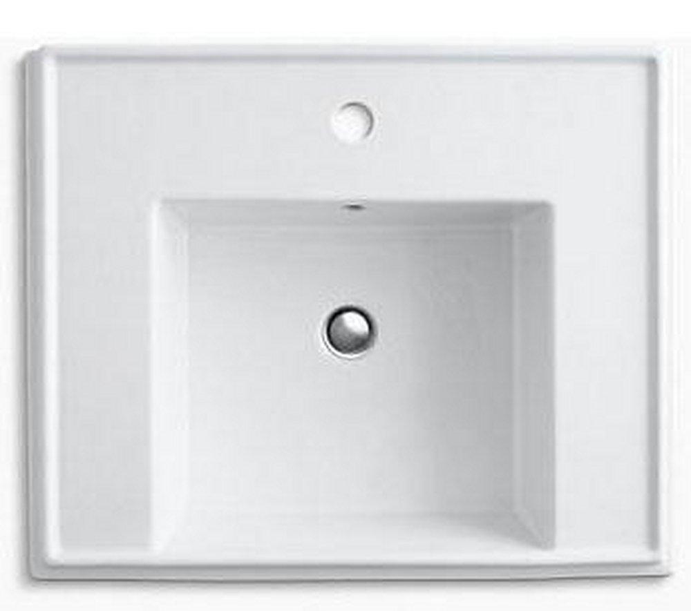 KOHLER White 1-Hole Pedestal Bathroom Sink Basin with Overflow Drain 