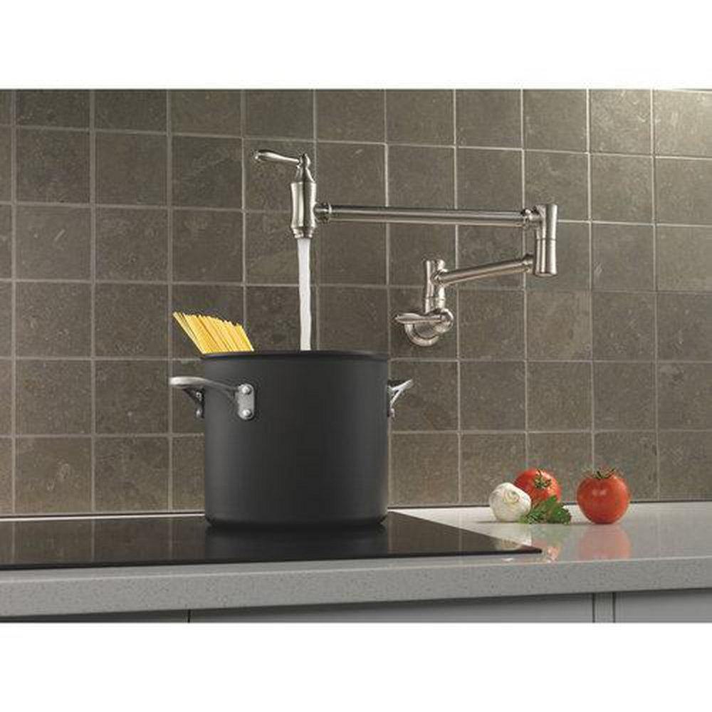 Delta Faucet Brilliance Stainless Two Handle Lever Pot Filler 
