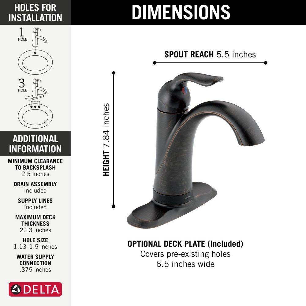 Delta Faucet Venetian Bronze Single Handle Centerset Bathroom Sink Faucet 