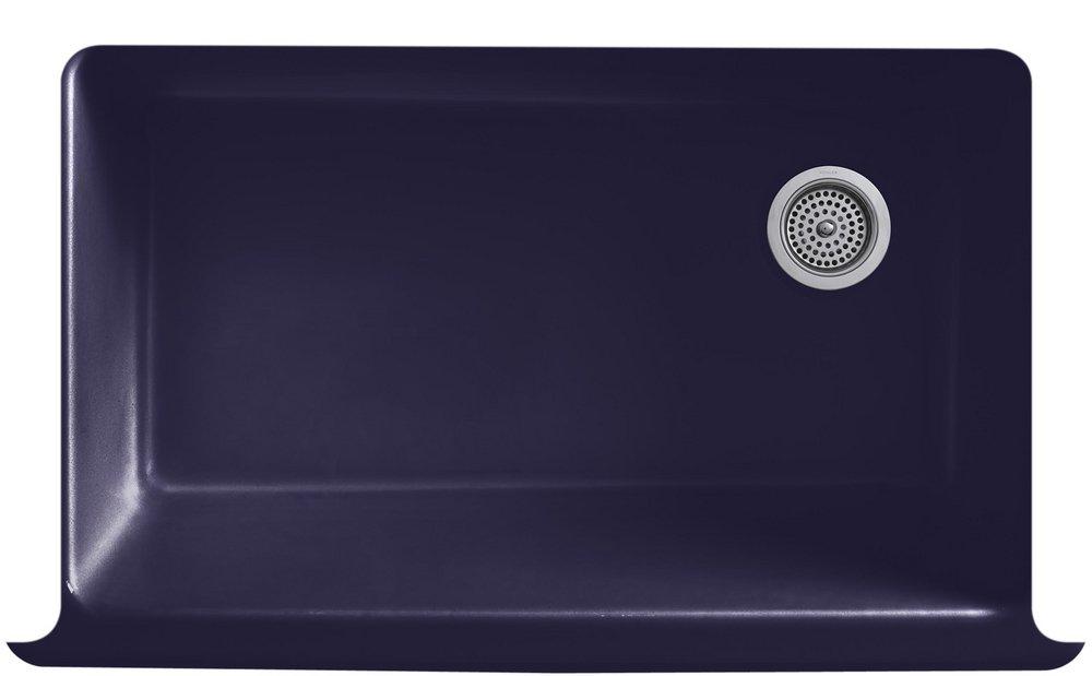 KOHLER White 35-1/2 x 21-9/16 in. Cast Iron Single Bowl Farmhouse Kitchen Sink with Short Apron 