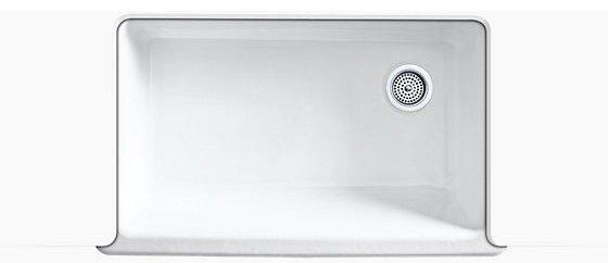 KOHLER White 35-1/2 x 21-9/16 in. Cast Iron Single Bowl Farmhouse Kitchen Sink with Short Apron 
