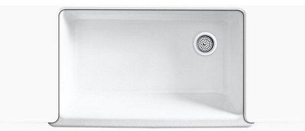 KOHLER White 35-1/2 x 21-9/16 in. Cast Iron Single Bowl Farmhouse Kitchen Sink with Short Apron 