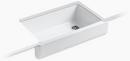 KOHLER White 35-1/2 x 21-9/16 in. Cast Iron Single Bowl Farmhouse Kitchen Sink with Short Apron 