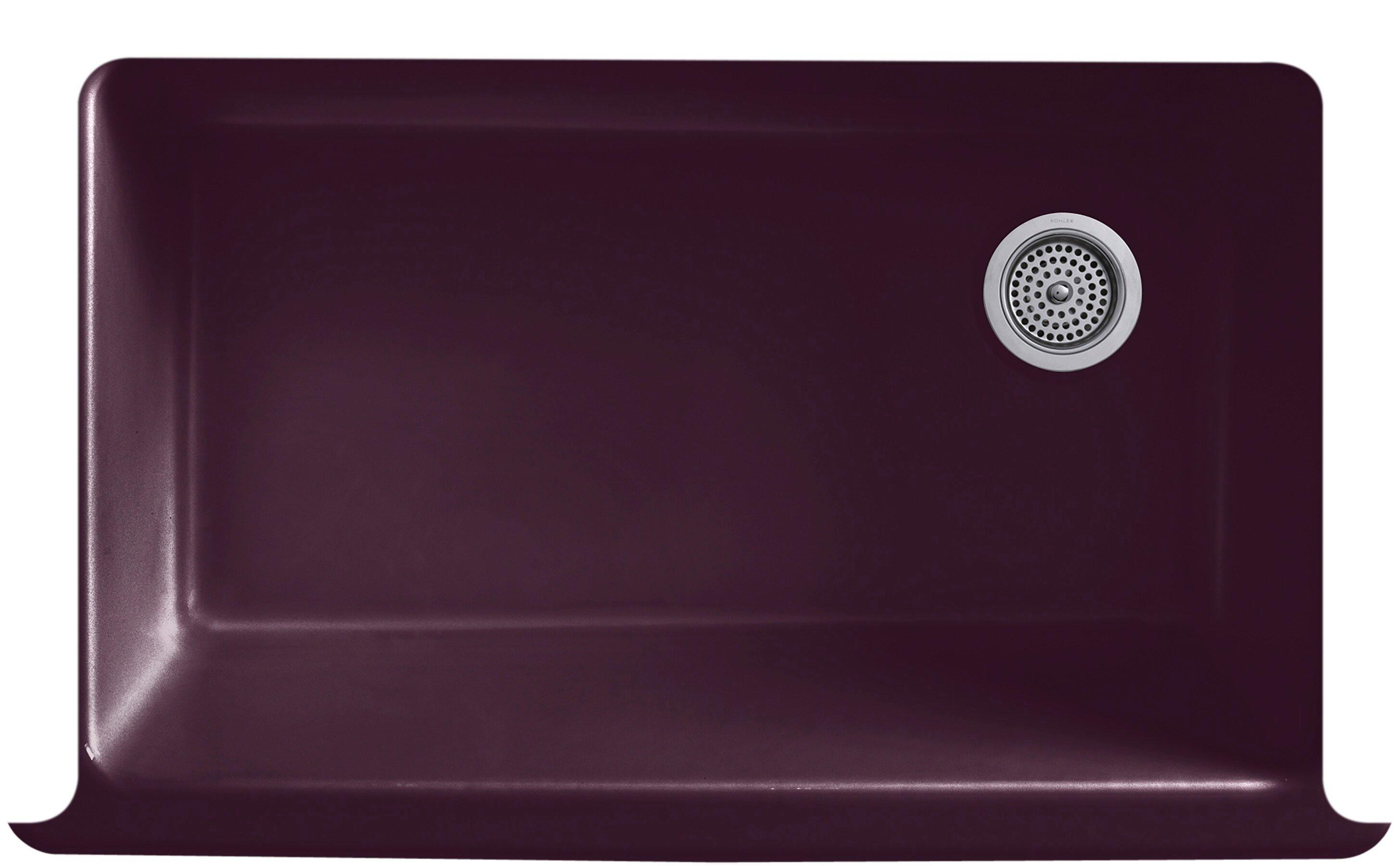 KOHLER White 35-1/2 x 21-9/16 in. Cast Iron Single Bowl Farmhouse Kitchen Sink with Short Apron 