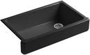 35-1/2 x 21-9/16 in. Cast Iron Single Bowl Farmhouse Kitchen Sink with Short Apron in Black Black