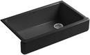 KOHLER Black Black&trade; 35-1/2 x 21-9/16 in. Cast Iron Single Bowl Farmhouse Kitchen Sink with Short Apron 