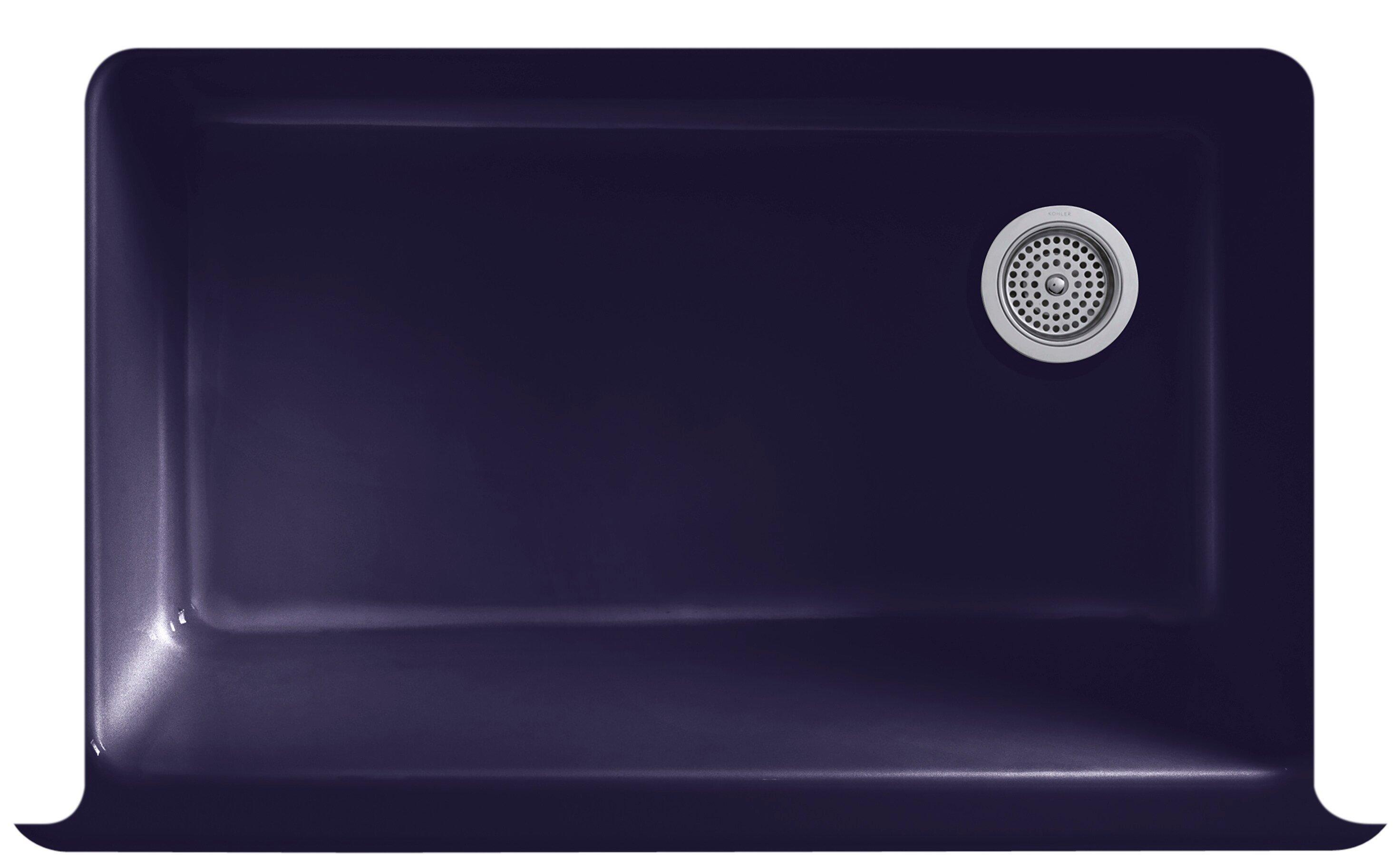 KOHLER White 35-11/16 x 21-9/16 in. Cast Iron Single Bowl Farmhouse Kitchen Sink 