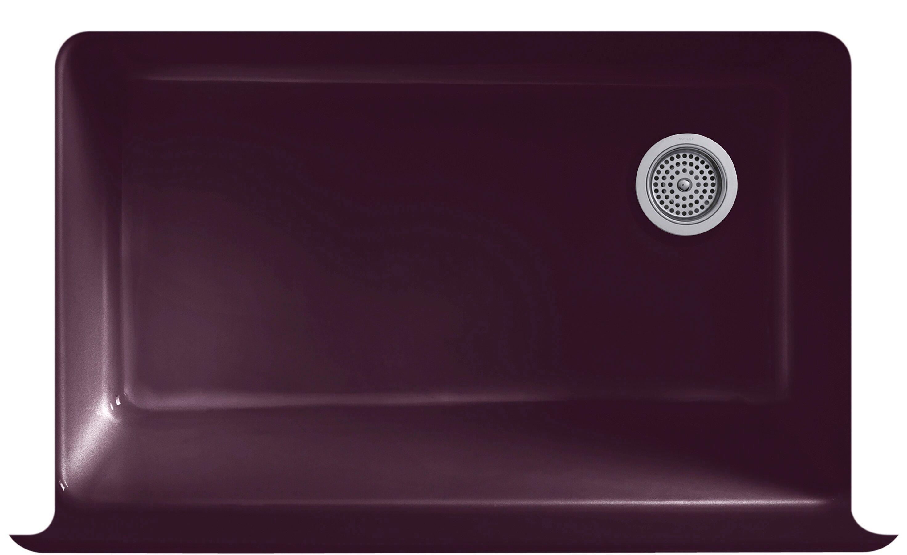 KOHLER White 35-11/16 x 21-9/16 in. Cast Iron Single Bowl Farmhouse Kitchen Sink 