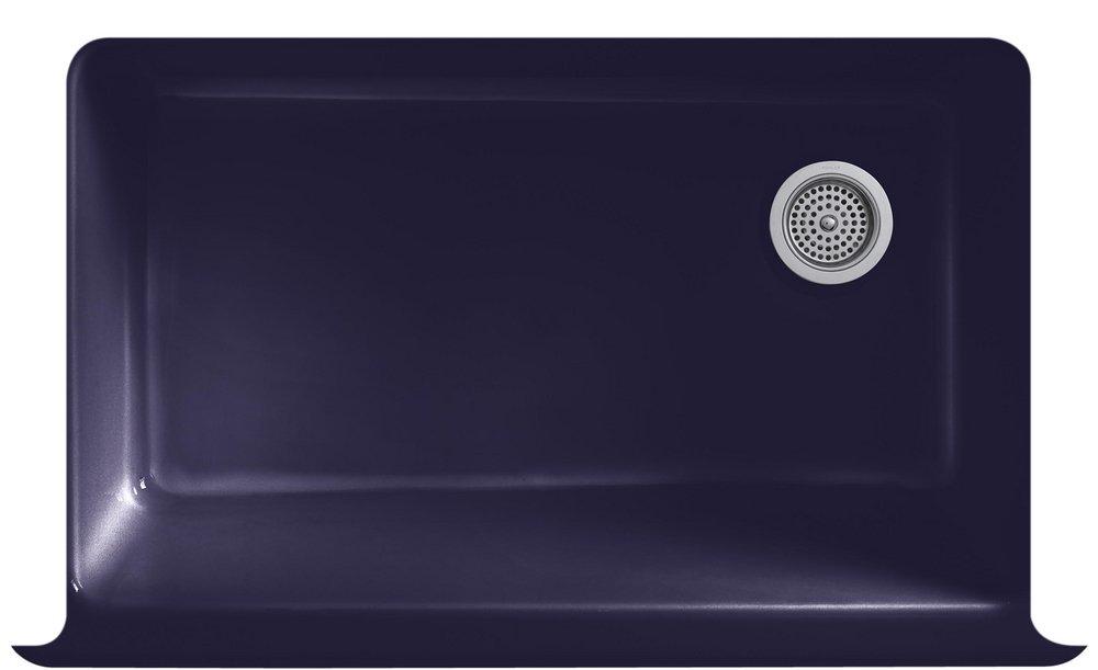 KOHLER White 35-11/16 x 21-9/16 in. Cast Iron Single Bowl Farmhouse Kitchen Sink 