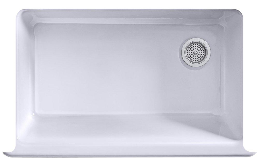 KOHLER White 35-11/16 x 21-9/16 in. Cast Iron Single Bowl Farmhouse Kitchen Sink 
