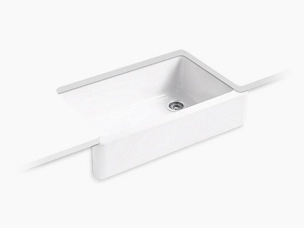 KOHLER White 35-11/16 x 21-9/16 in. Cast Iron Single Bowl Farmhouse Kitchen Sink 