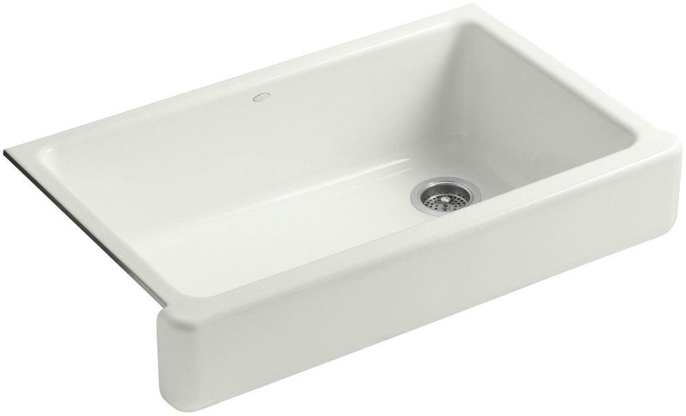 KOHLER Dune 35-1/2 x 21-9/16 in. Cast Iron Single Bowl Farmhouse Kitchen Sink with Short Apron 
