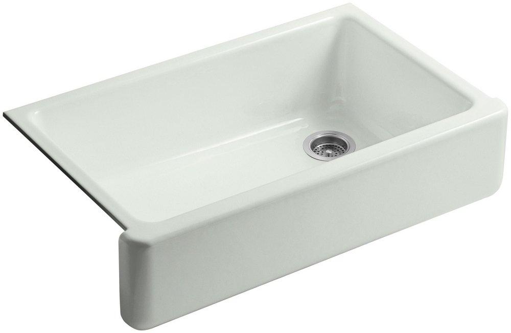 KOHLER Sea Salt&trade; 35-11/16 x 21-9/16 in. Cast Iron Single Bowl Farmhouse Kitchen Sink 