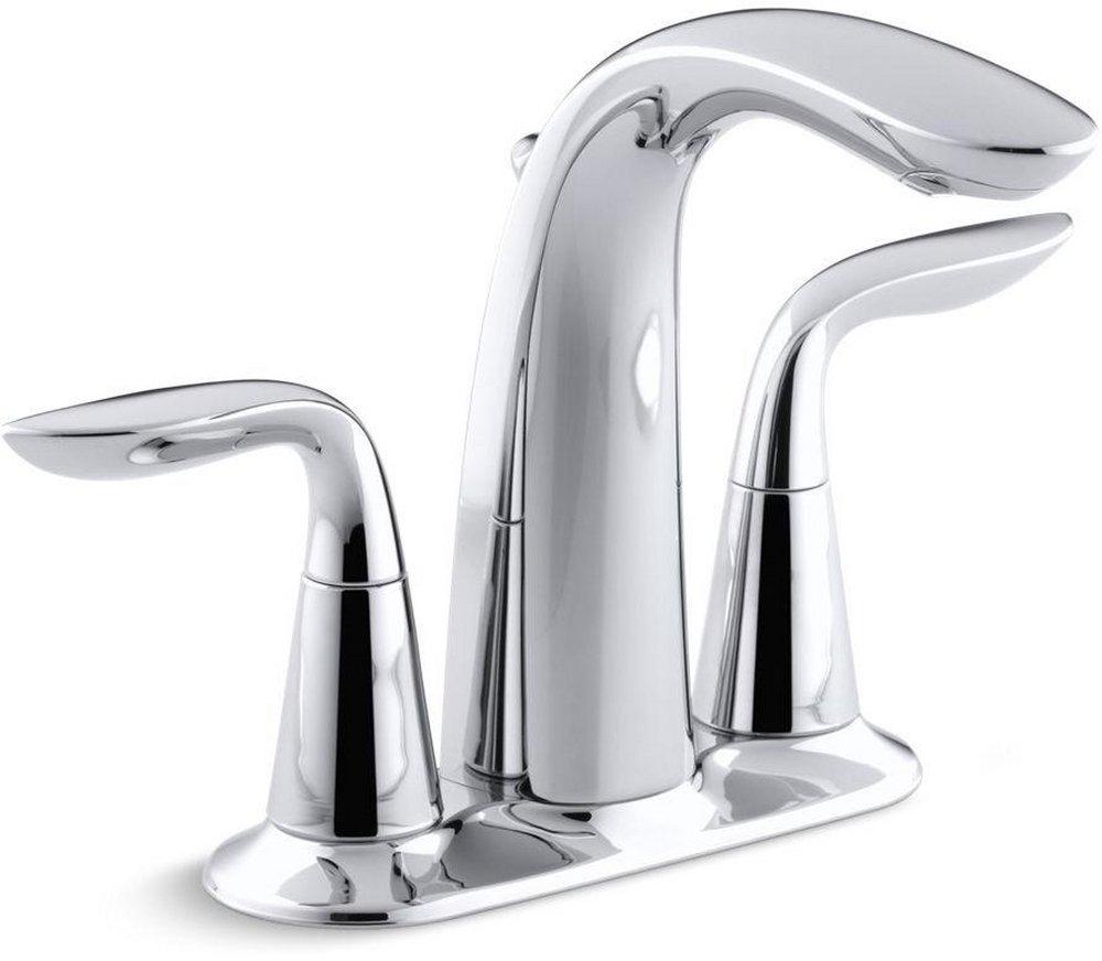 KOHLER Polished Chrome Two Handle Centerset Bathroom Sink Faucet 