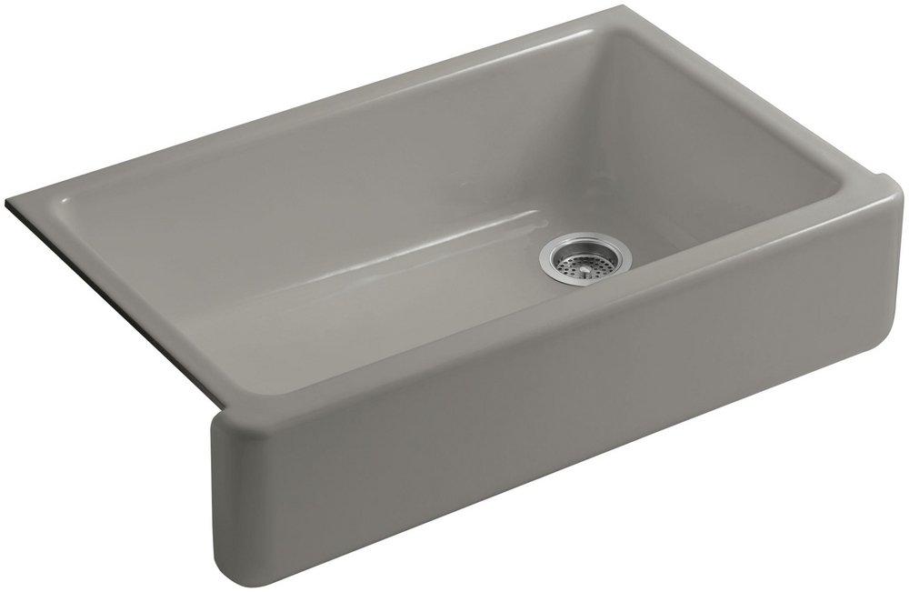 KOHLER Cashmere 35-11/16 x 21-9/16 in. Cast Iron Single Bowl Farmhouse Kitchen Sink 