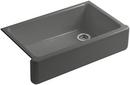 KOHLER Thunder&trade; Grey 35-11/16 x 21-9/16 in. Cast Iron Single Bowl Farmhouse Kitchen Sink 
