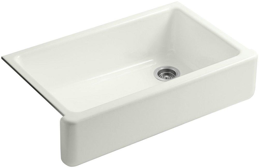 KOHLER Dune 35-11/16 x 21-9/16 in. Cast Iron Single Bowl Farmhouse Kitchen Sink 