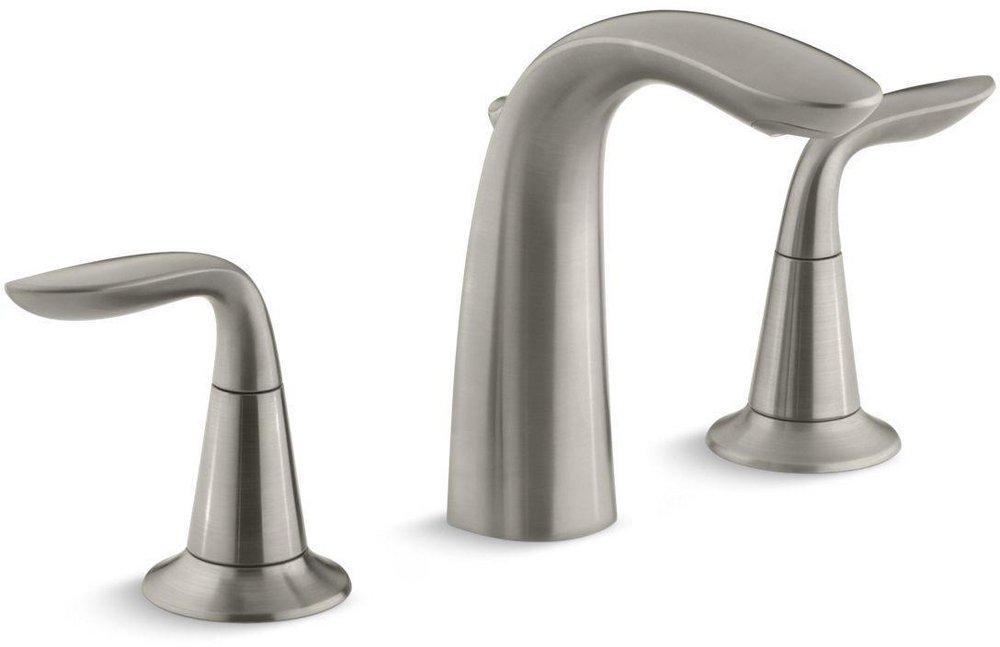 KOHLER Vibrant Brushed Nickel Two Handle Widespread Bathroom Sink Faucet 