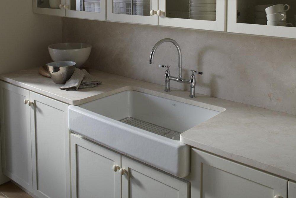 KOHLER Grey 35-1/2 x 21-9/16 in. Cast Iron Single Bowl Farmhouse Kitchen Sink with Short Apron 