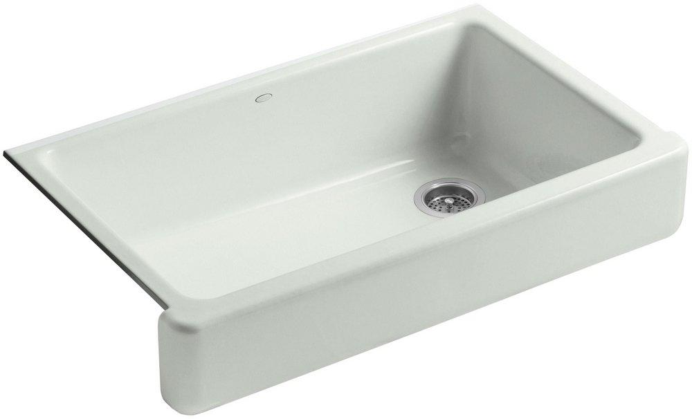 KOHLER Grey 35-1/2 x 21-9/16 in. Cast Iron Single Bowl Farmhouse Kitchen Sink with Short Apron 